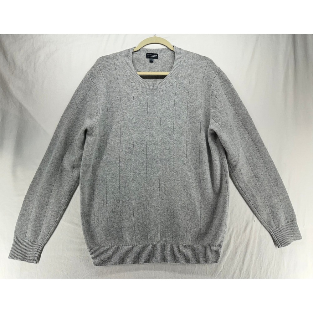 Club Monaco Mens Gray Wool Cashmere Blend‎ Ribbed Crewneck Sweater Large